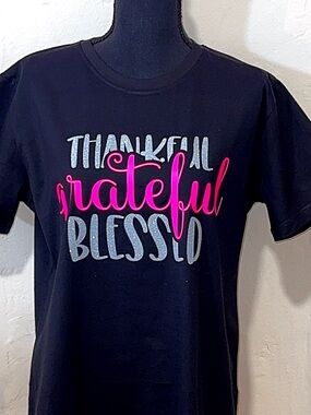 Women’s "Thankful Grateful Blessed" Graphic Tee - Black